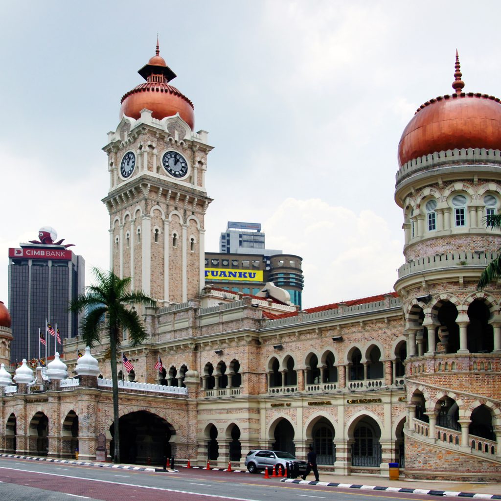 The Sultan Abdul Samad building.Malaysia.

More:

 Prior to the building of the Petronas Twin Towers, the Sultan Abdul Samad building has long been a famous landmark for Malaysia and Kuala Lumpur. It is situated at centre of Jalan Raja.Unique moorish-style design, this building, which designed by British architect A.C Norman was completed in 1897. Its architect added an Islamic touch that suitably reflects the cultural background of Malaysia to the mostly Renaissance design. The Sultan Abdul Samad Building was also the forerunner in establishing the nation's Moghal design style. Original public domain image from Flickr